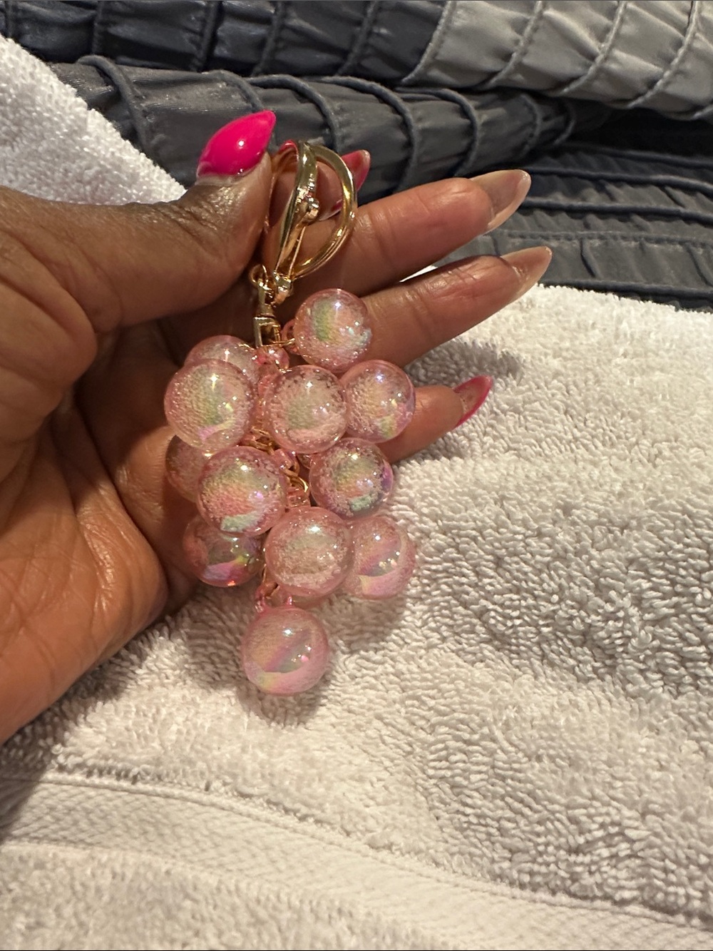 Pink Iridescent Bubble Bead Keychain - Women Accessories